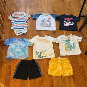 8 Pieces - Boys Summer Clothes Bundle 24M ☀️ | Short Sleeve Shirts & Shorts